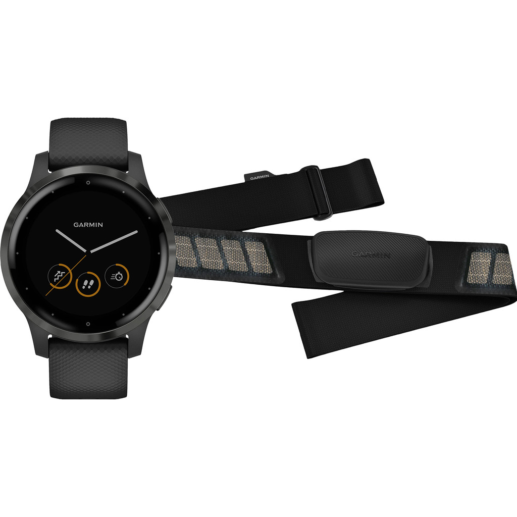 Garmin Vivoactive 4 Zwart 45 mm + Garmin HRM-DUAL Hartslagmeter Borstband  Zwart